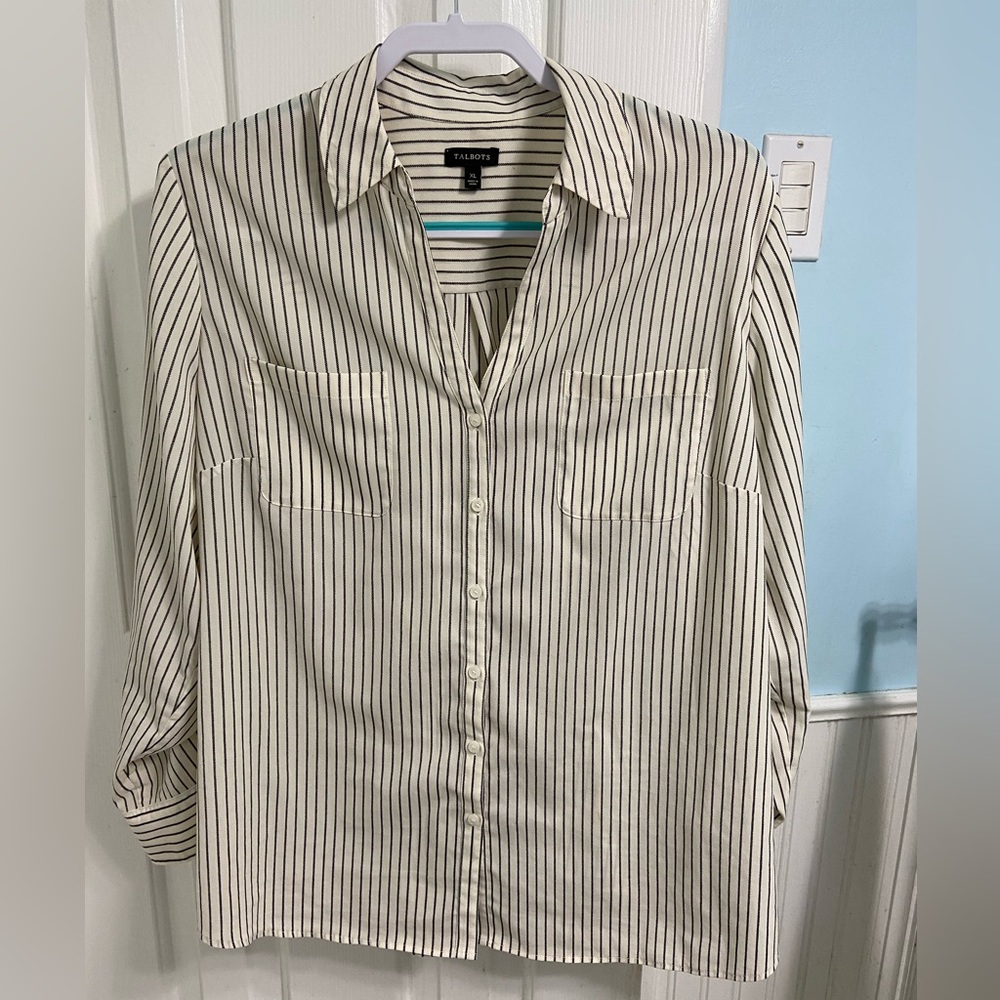 Talbots Striped button front blouse XL